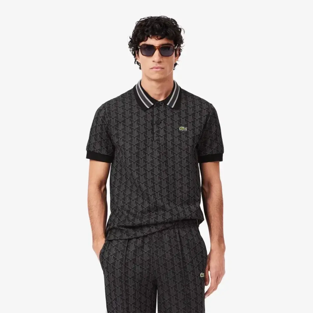 Classic Fit Monogram Polo Siyah - 1