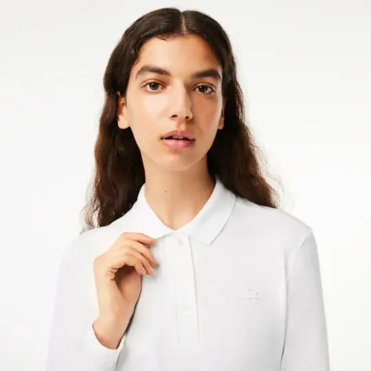 L.12.12 Classic Fit Kadın Uzun Kollu Beyaz Polo - 4