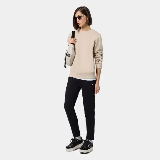 Powerblend Fleece Crew, C Logo Kadın Sweatshirt Kahverengi - 3