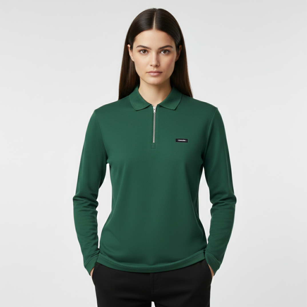 Smooth Uzun Kollu Polo Yaka Kadın Yeşil - 1