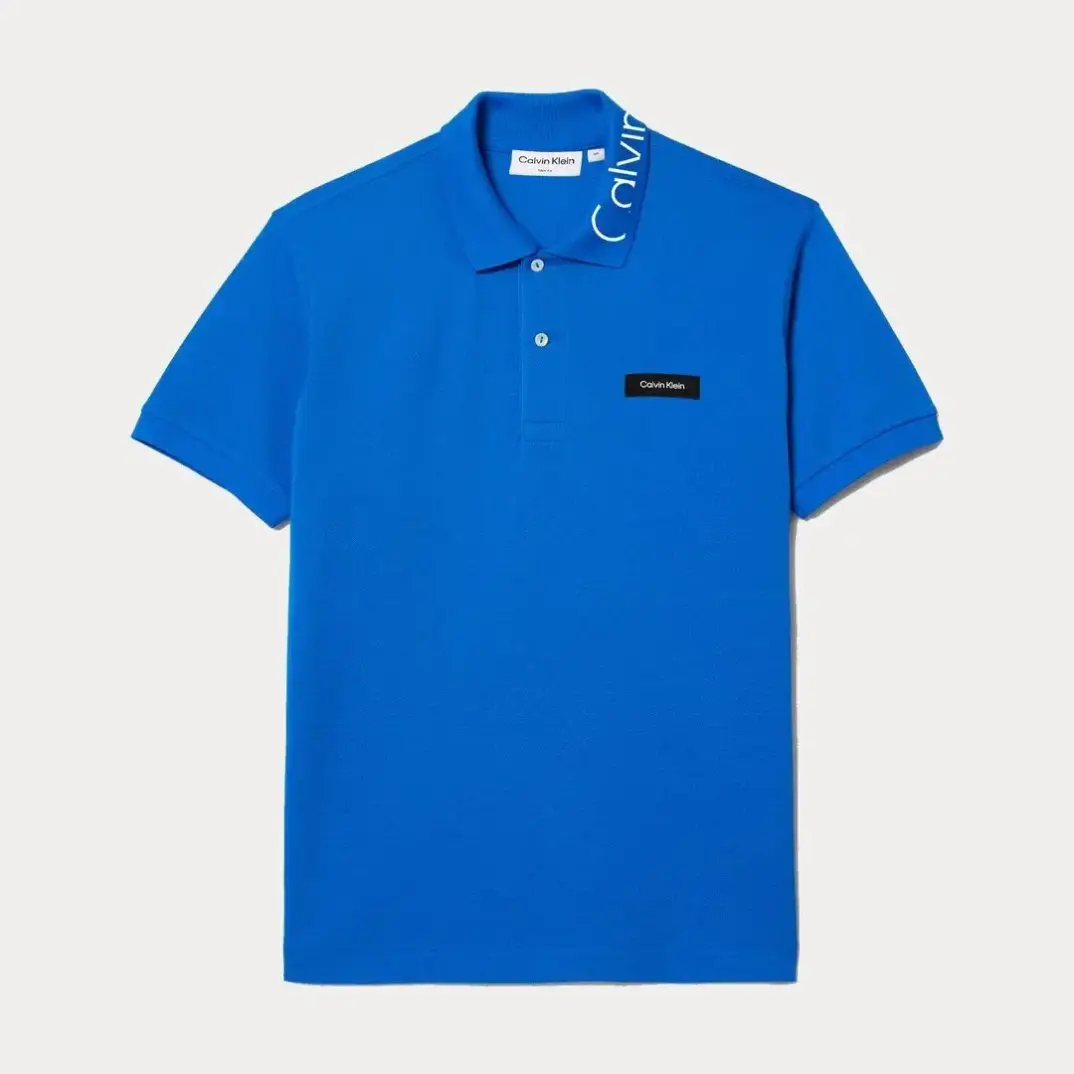 Streç Pique Slim Polo T-Shirt Mavi - 1