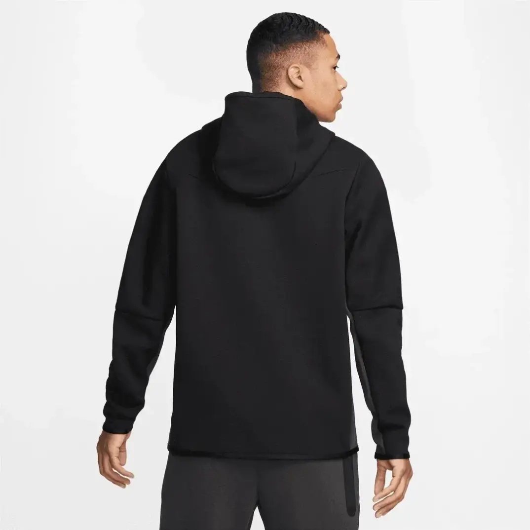 Tech Fleece Full Zip Hoodie Dark Smoke GreyBlackMetallic Gold - 3