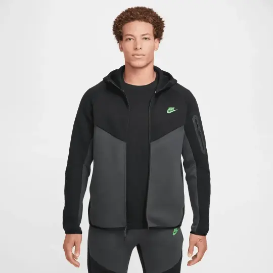 Tech Full-Zip Windrunner Hoodie BlackAnthraciteGreen Strike 