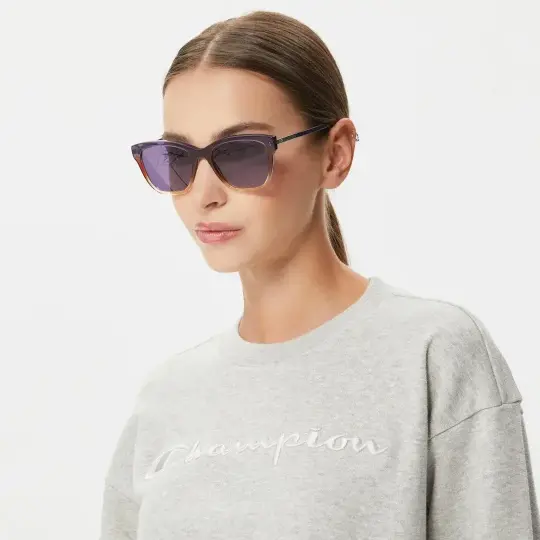 Tonal Embroidery Fleece Kadın Sweatshirt Gri - 4