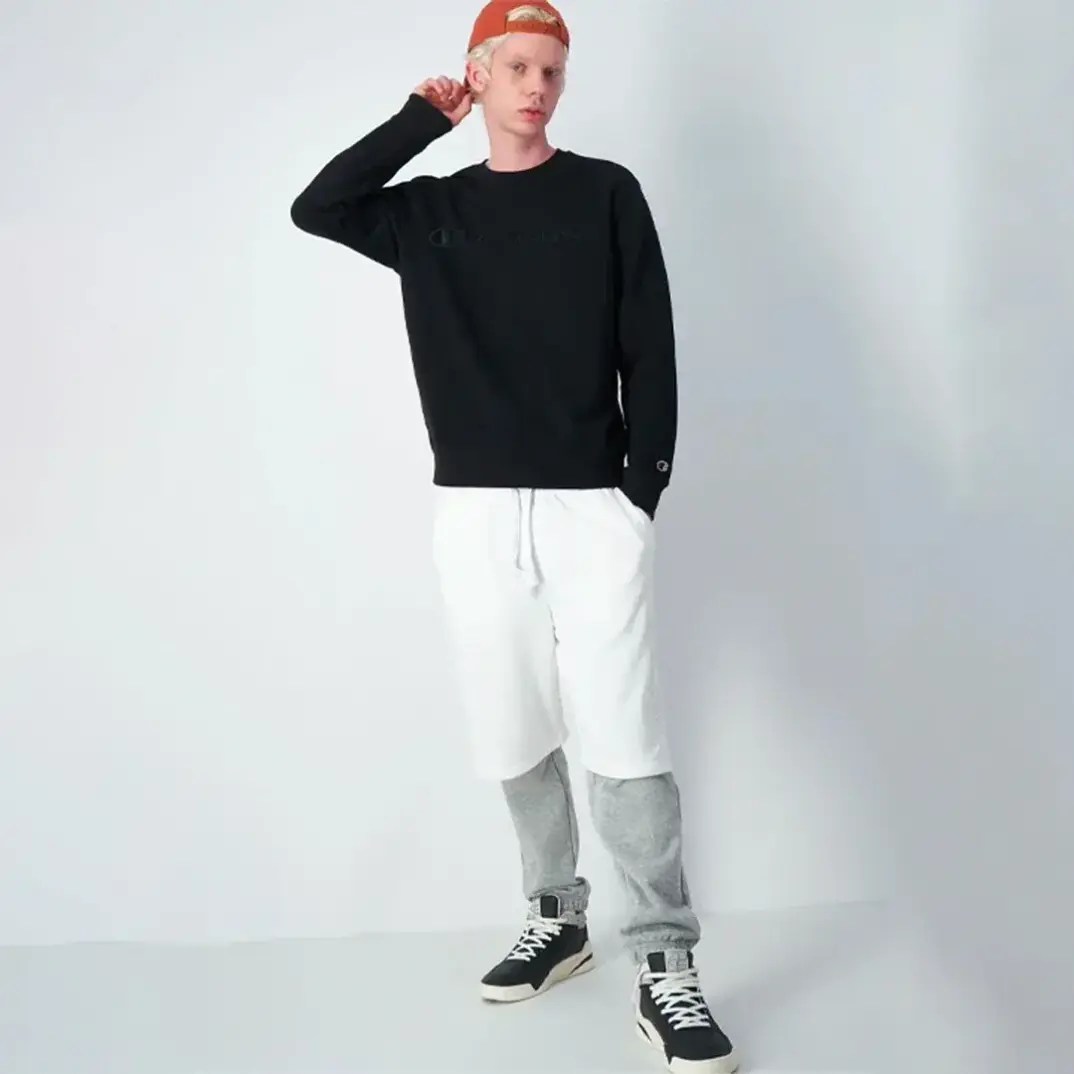 Tonal Embroidery Fleece Sweatshirt Siyah - 1