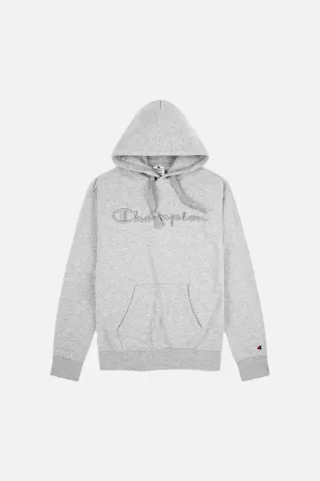 Tonal Embroidery Heavy Cotton Hoodie Gri