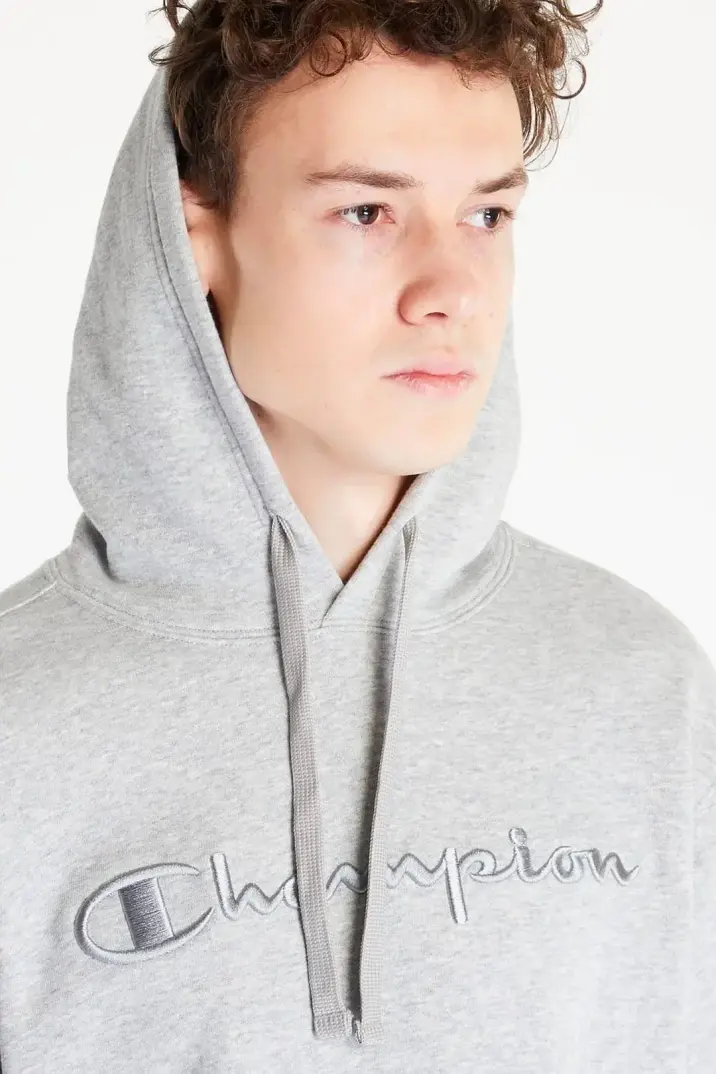 Tonal Embroidery Heavy Cotton Hoodie Gri - 3