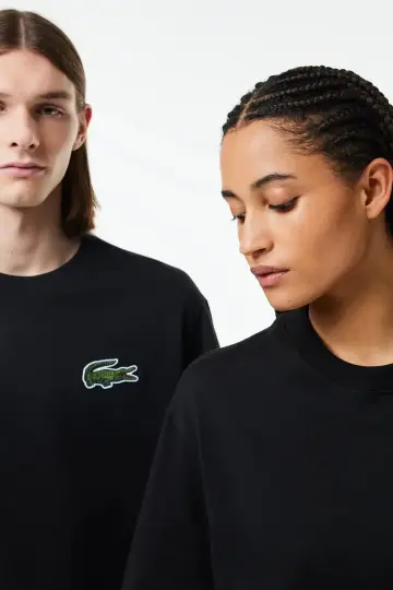 Unisex Loose Fit Large Croc Organic Heavy Tişört Siyah - 3